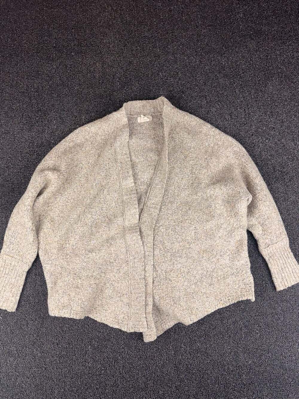 Kaisley Beige Oversized Open Front Cardigan Sweater